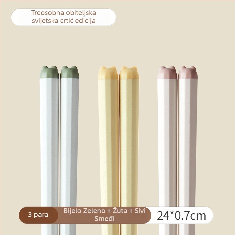 One Chestnut Kovani štapići za jelo s karikaturnim dizajnom - Karikatura, Kreativni stil, PET+Fiberglass+ABS, Jedan par po osobi, Protiv plesni, Protiv bakterija, Otporni na visoke temperature