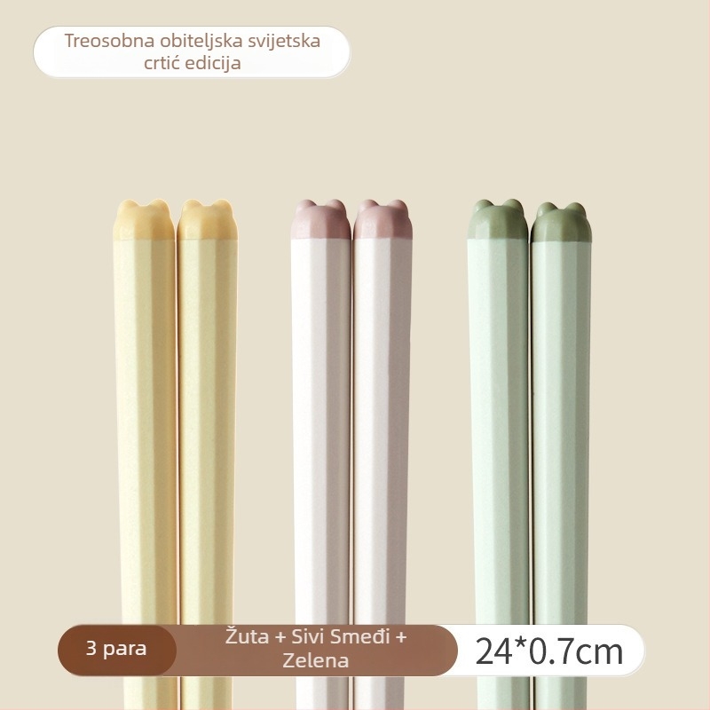 One Chestnut Kovani štapići za jelo s karikaturnim dizajnom - Karikatura, Kreativni stil, PET+Fiberglass+ABS, Jedan par po osobi, Protiv plesni, Protiv bakterija, Otporni na visoke temperature