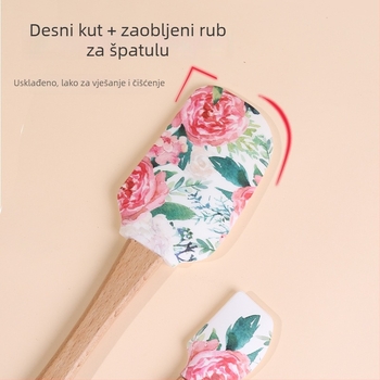 Set silikonskih spatula s drvenim rukohvatima za pečenje