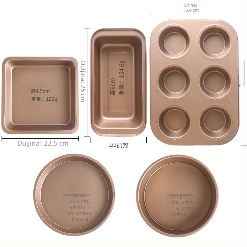 5-dijelni set kalupa za pečenje od karbonskog čelika za kućnu pećnicu, nepravilni oblici