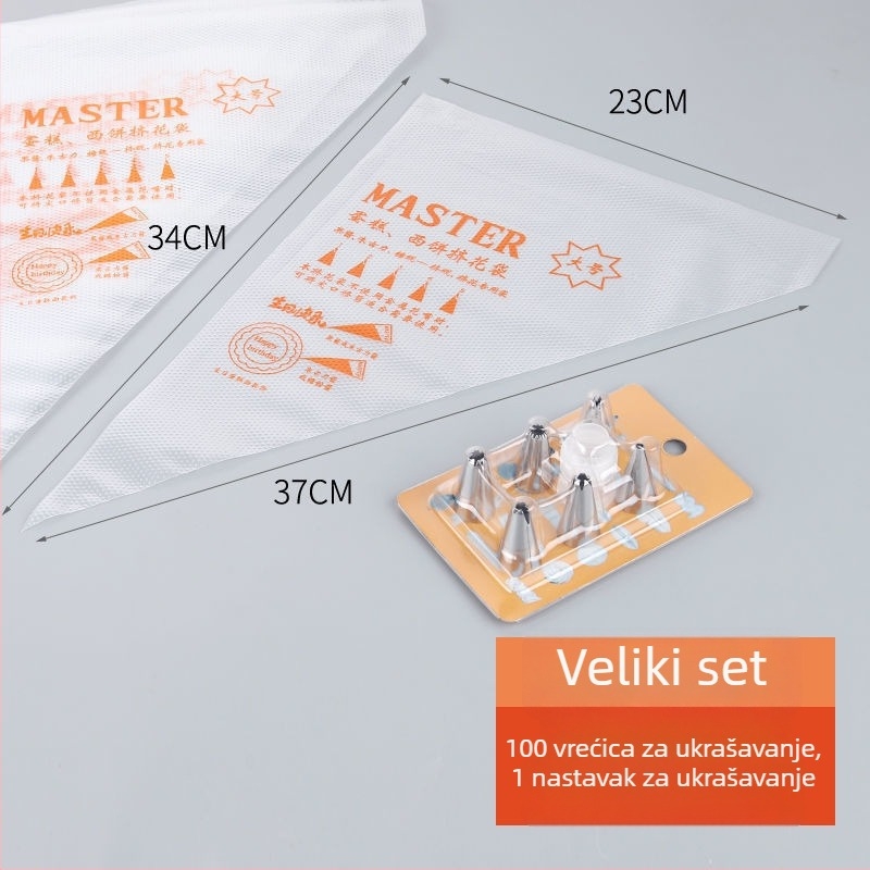 Jednokratna vrećica za ukrašavanje, PE kvalitete hrane, za kekse i torte, DIY alat za ukrašavanje, privatna oznaka dostupna