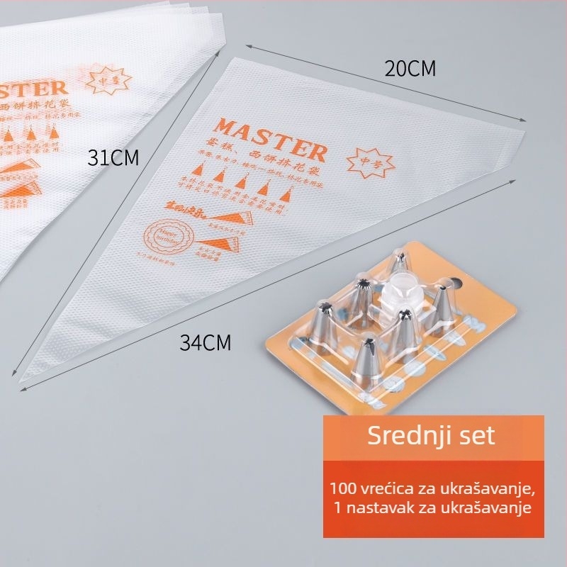 Jednokratna vrećica za ukrašavanje, PE kvalitete hrane, za kekse i torte, DIY alat za ukrašavanje, privatna oznaka dostupna