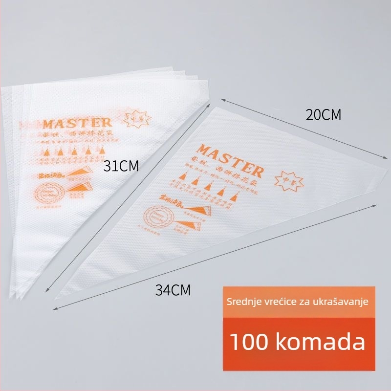 Jednokratna vrećica za ukrašavanje, PE kvalitete hrane, za kekse i torte, DIY alat za ukrašavanje, privatna oznaka dostupna