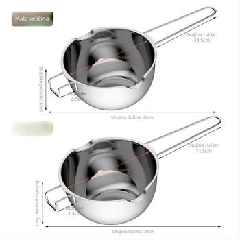 Nehrđajući čelični posuda za otapanje čokolade, okrugla, kapacitet 400 ml / 680 ml, za pečenje