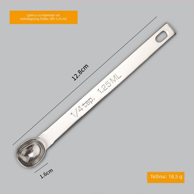 Skup mjernih žlica od nehrđajućeg čelika 304 s mjerama; zapremine 0.63/1.25/2.5/3.75/5/15 ml; sjajna površina