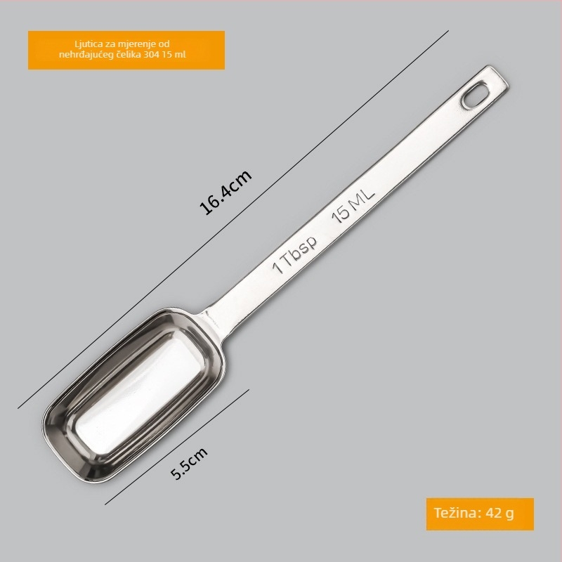 Skup mjernih žlica od nehrđajućeg čelika 304 s mjerama; zapremine 0.63/1.25/2.5/3.75/5/15 ml; sjajna površina