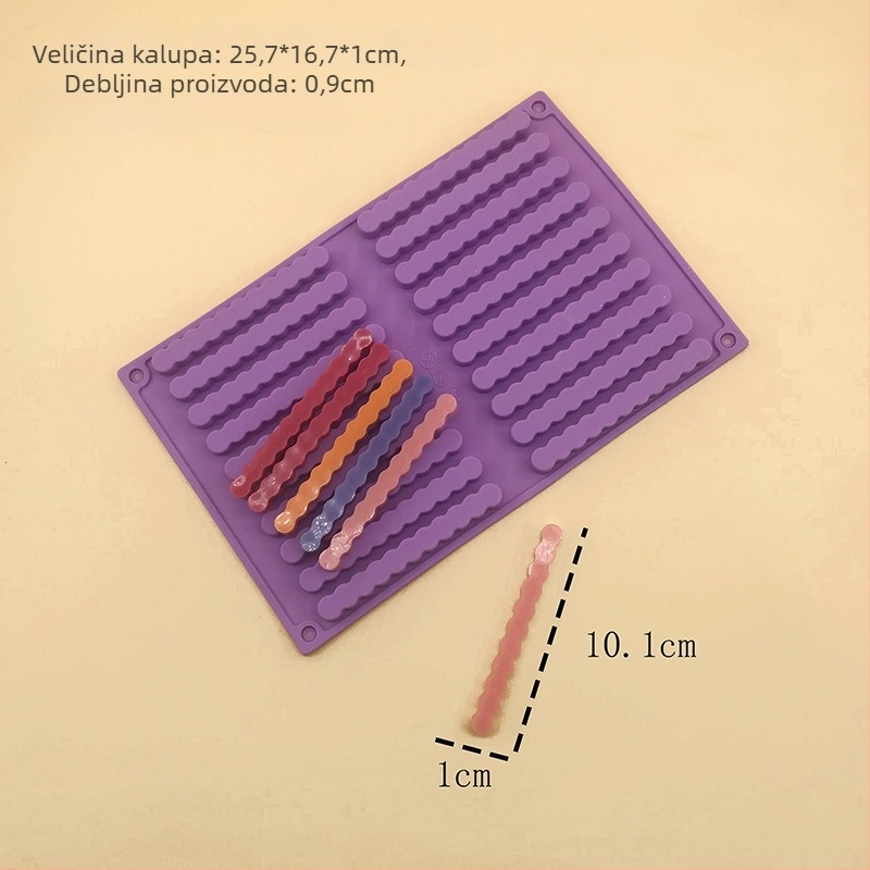 Set silikonskih kalupa za pečenje, 12 komada, dugi zavijeni i valoviti oblici za ukrašavanje torti
