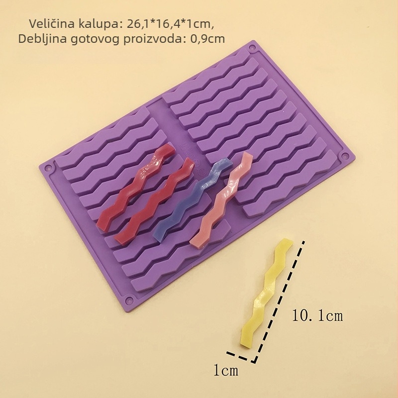 Set silikonskih kalupa za pečenje, 12 komada, dugi zavijeni i valoviti oblici za ukrašavanje torti