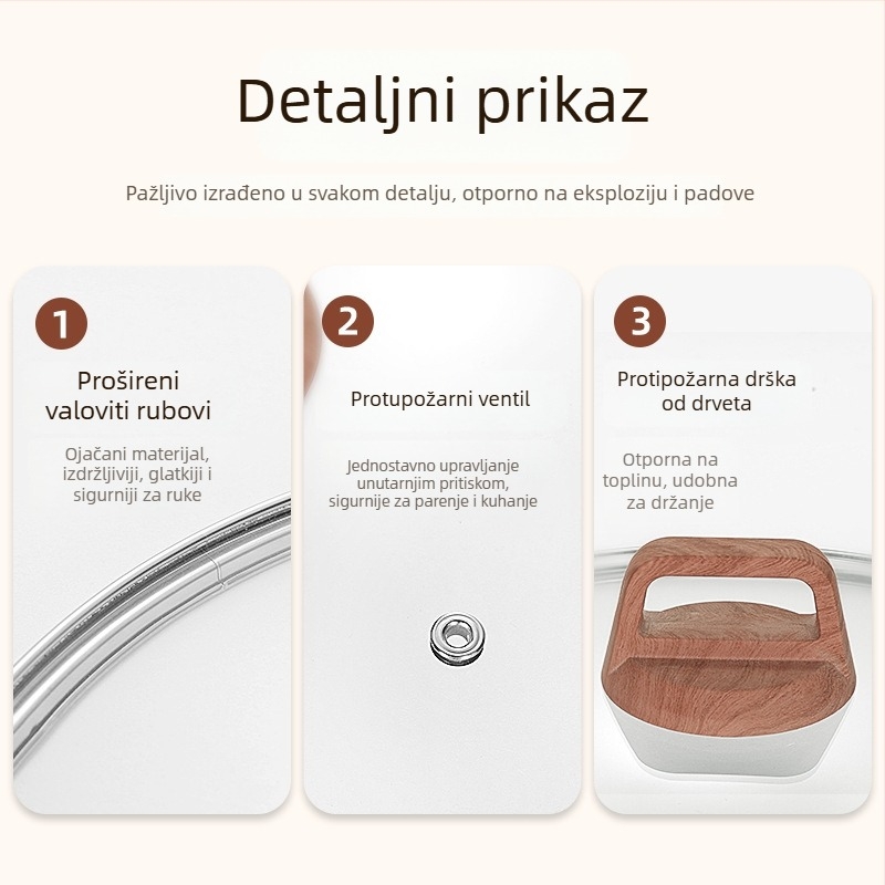 Weixiang univerzalni stakleni poklopac za posude i wok – debeli poklopac, otporan na visoke temperature