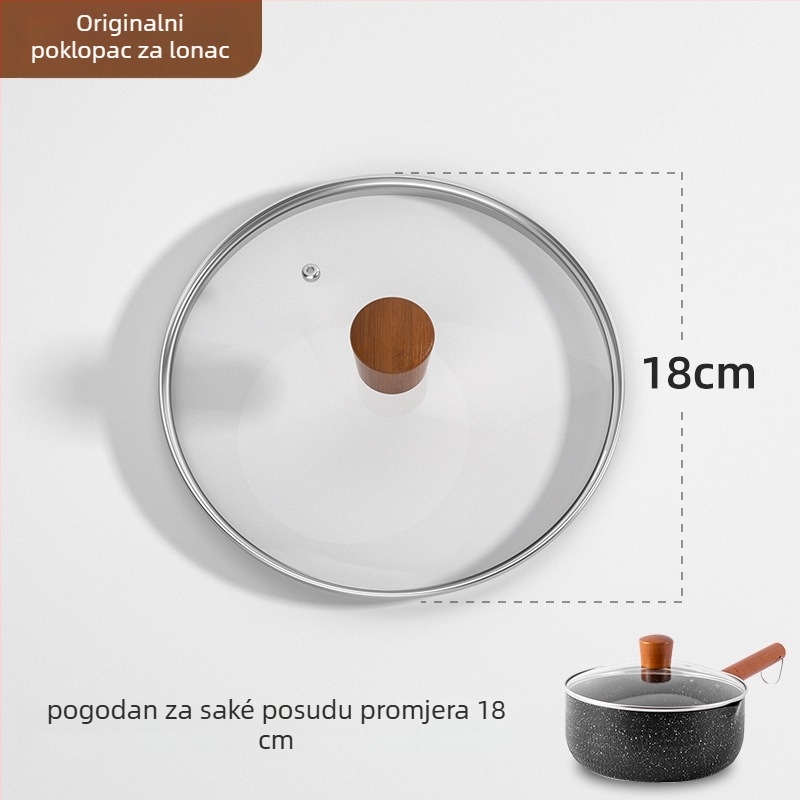 Weixiang univerzalni stakleni poklopac za posude i wok – debeli poklopac, otporan na visoke temperature