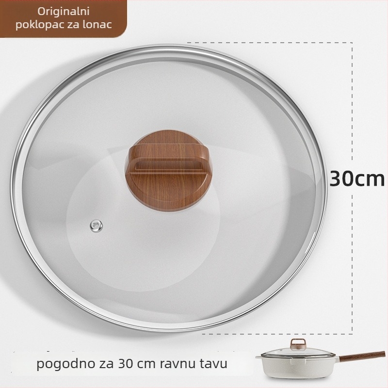 Weixiang univerzalni stakleni poklopac za posude i wok – debeli poklopac, otporan na visoke temperature