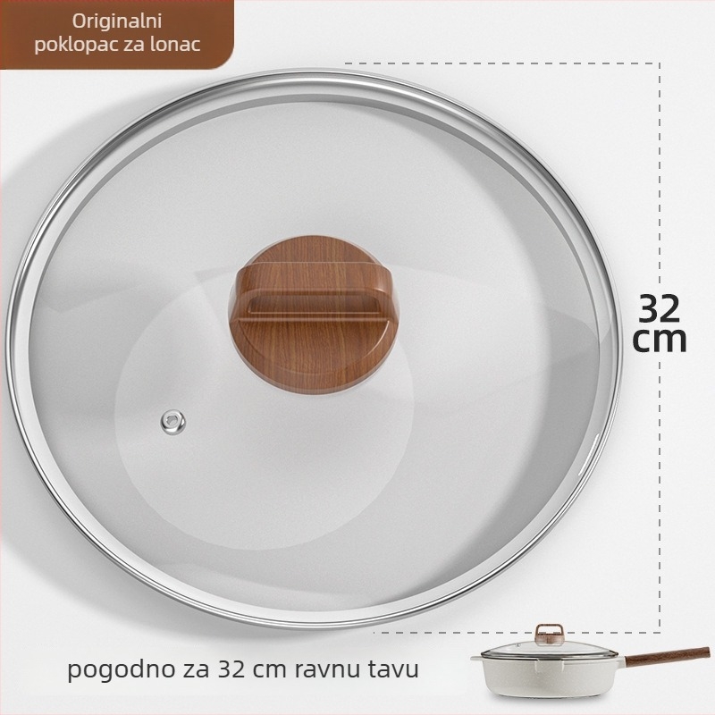 Weixiang univerzalni stakleni poklopac za posude i wok – debeli poklopac, otporan na visoke temperature