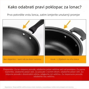 Staklena poklopca od nehrđajućeg čelika za wok i posude – prozirna, 300 g, premium kvaliteta, moderni minimalistički dizajn, Lucky Star Man
