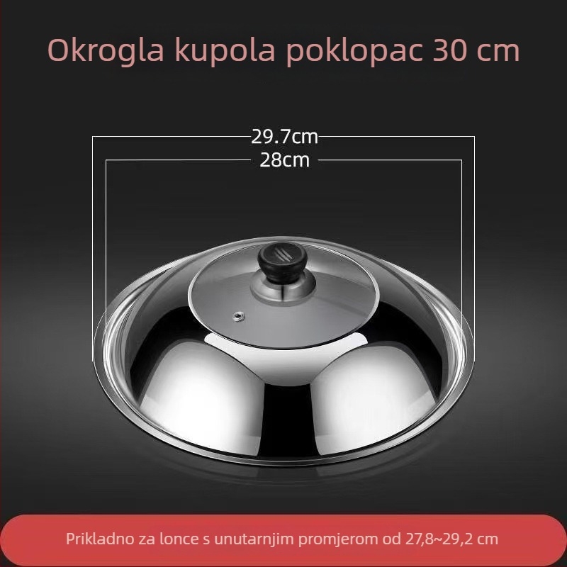 Staklena poklopca od nehrđajućeg čelika za wok i posude – prozirna, 300 g, premium kvaliteta, moderni minimalistički dizajn, Lucky Star Man