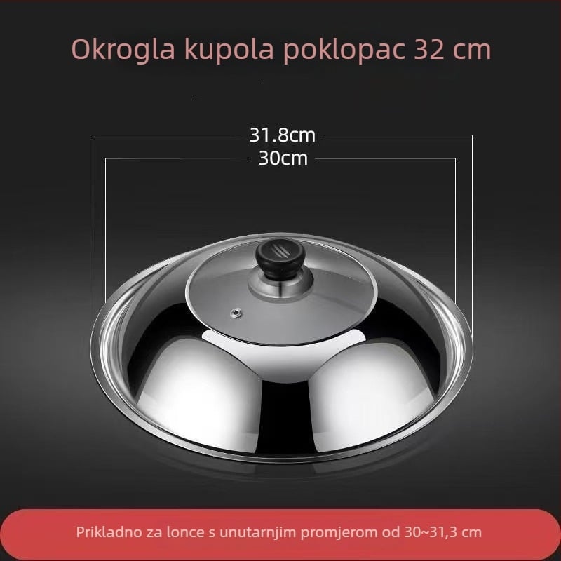 Staklena poklopca od nehrđajućeg čelika za wok i posude – prozirna, 300 g, premium kvaliteta, moderni minimalistički dizajn, Lucky Star Man