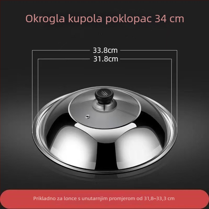Staklena poklopca od nehrđajućeg čelika za wok i posude – prozirna, 300 g, premium kvaliteta, moderni minimalistički dizajn, Lucky Star Man