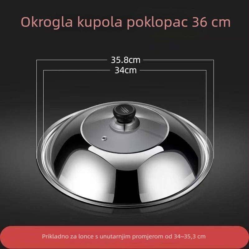 Staklena poklopca od nehrđajućeg čelika za wok i posude – prozirna, 300 g, premium kvaliteta, moderni minimalistički dizajn, Lucky Star Man