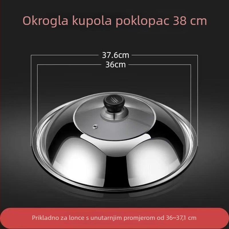 Staklena poklopca od nehrđajućeg čelika za wok i posude – prozirna, 300 g, premium kvaliteta, moderni minimalistički dizajn, Lucky Star Man
