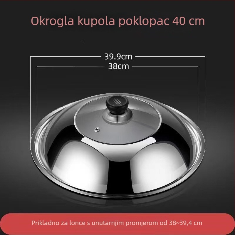 Staklena poklopca od nehrđajućeg čelika za wok i posude – prozirna, 300 g, premium kvaliteta, moderni minimalistički dizajn, Lucky Star Man