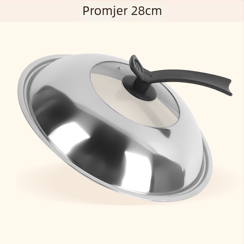 Poklop za lonac od nehrđajućeg čelika; debeli stakleni poklop; prozračni kombinirani poklop (Materijal: Nehrđajući čelik; Model: Kombinacijski poklopac; Težina: 365 g; Stil: Moderno jednostavno)