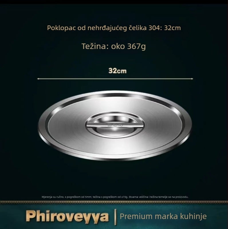 Poklop za kuhanje posude – 304 nehrđajući čelik, prehrambena kvaliteta, kućna višefunkcionalna upotreba, debeli, moderni minimalistički stil