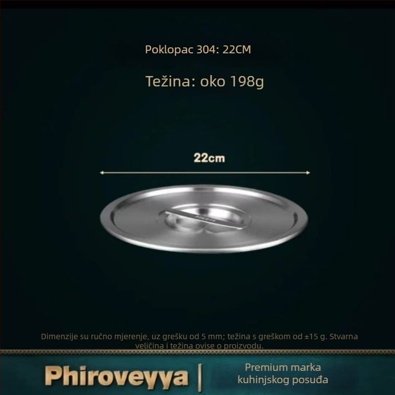 Poklop za kuhanje posude – 304 nehrđajući čelik, prehrambena kvaliteta, kućna višefunkcionalna upotreba, debeli, moderni minimalistički stil