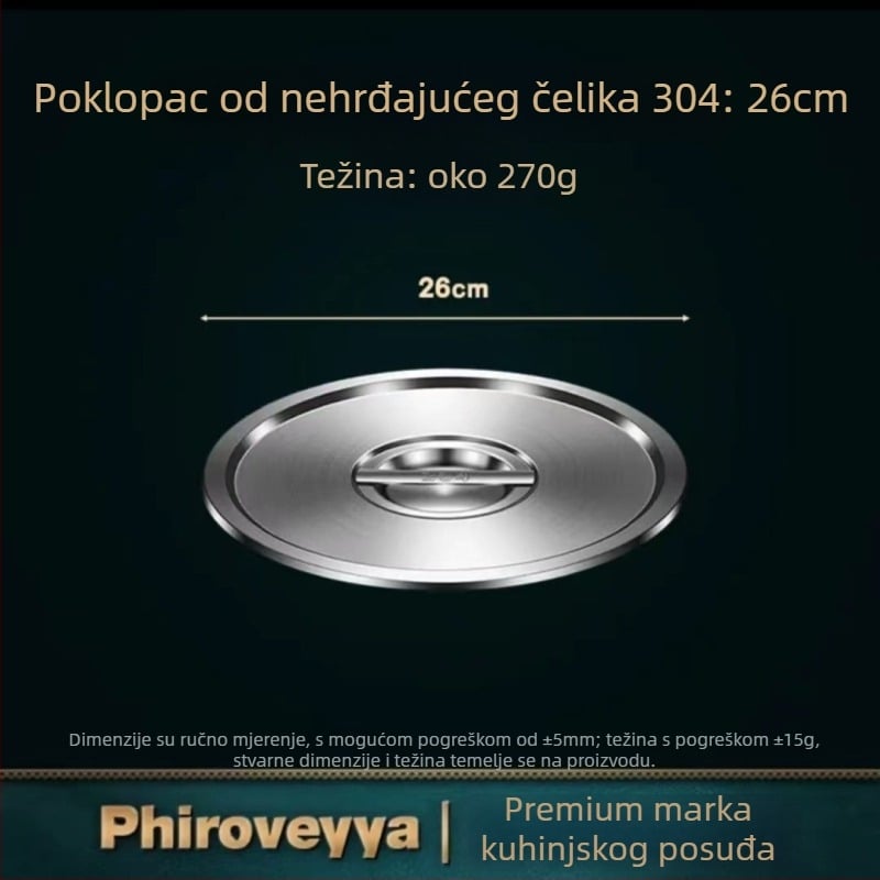Poklop za kuhanje posude – 304 nehrđajući čelik, prehrambena kvaliteta, kućna višefunkcionalna upotreba, debeli, moderni minimalistički stil