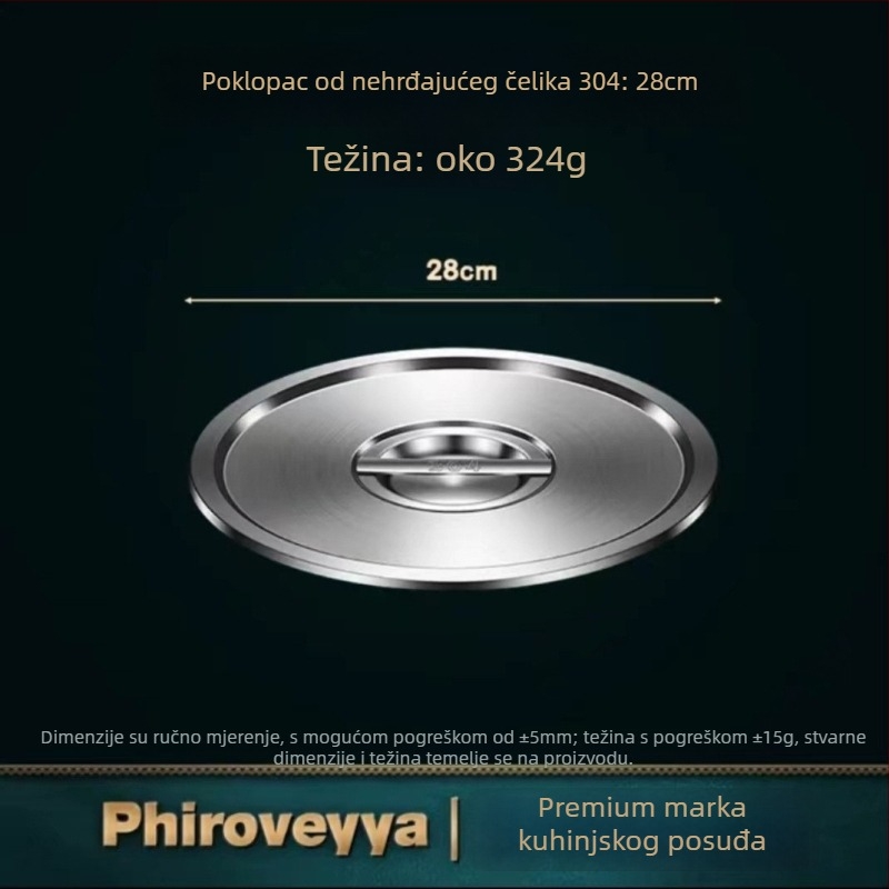 Poklop za kuhanje posude – 304 nehrđajući čelik, prehrambena kvaliteta, kućna višefunkcionalna upotreba, debeli, moderni minimalistički stil