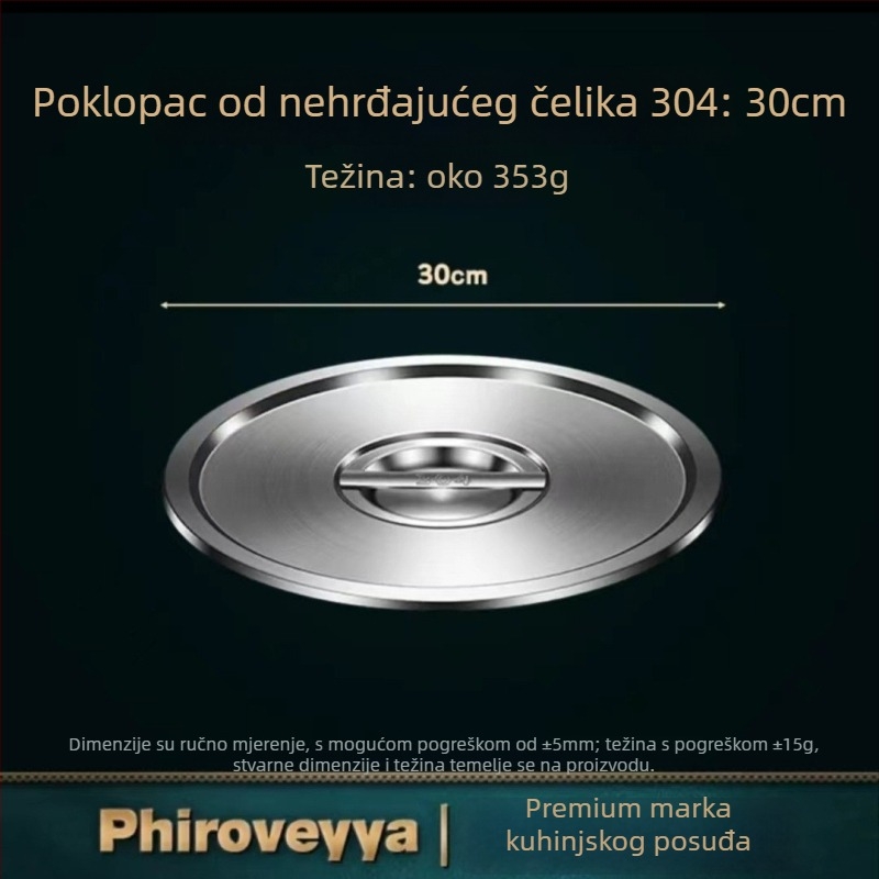 Poklop za kuhanje posude – 304 nehrđajući čelik, prehrambena kvaliteta, kućna višefunkcionalna upotreba, debeli, moderni minimalistički stil