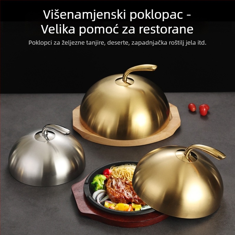 Poklopac od nehrđajućeg čelika 201 za steak, okrugli poklopac za teppanyaki lonac, visok kupol, model 8888