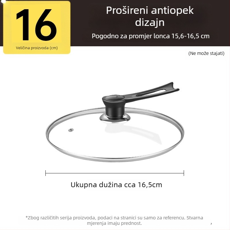 Poklop za lonac, kaljeno staklo, otporno na visoke temperature, univerzalna prilagodba, prehrambena sigurnost