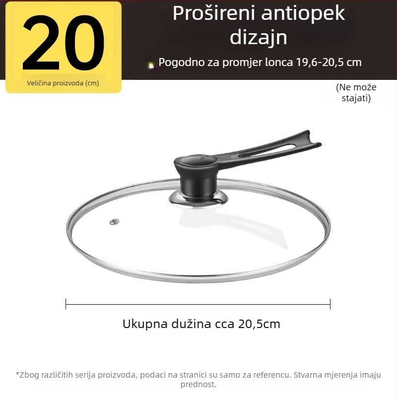Poklop za lonac, kaljeno staklo, otporno na visoke temperature, univerzalna prilagodba, prehrambena sigurnost