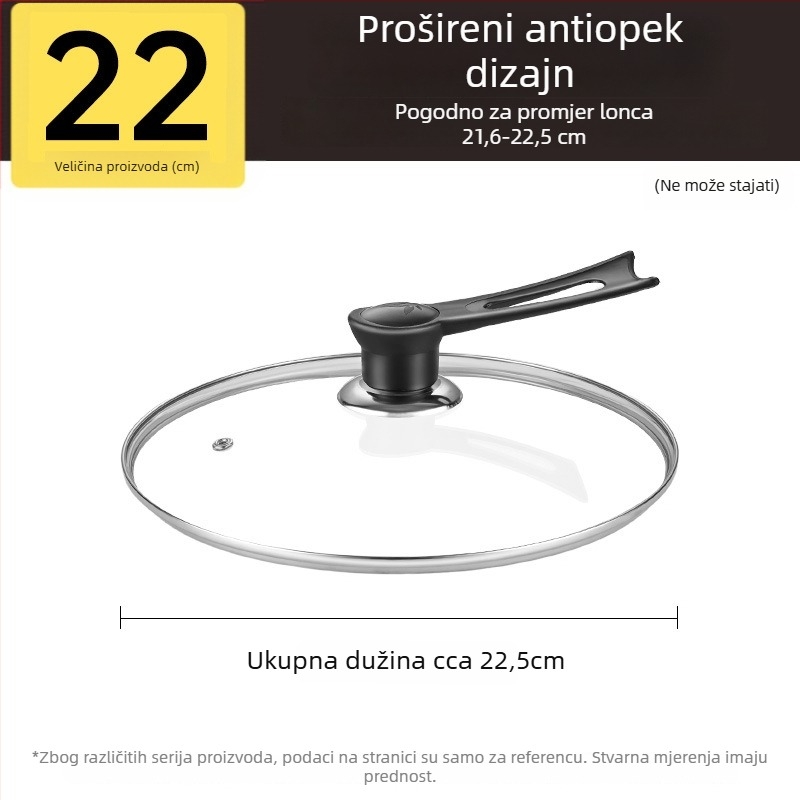 Poklop za lonac, kaljeno staklo, otporno na visoke temperature, univerzalna prilagodba, prehrambena sigurnost