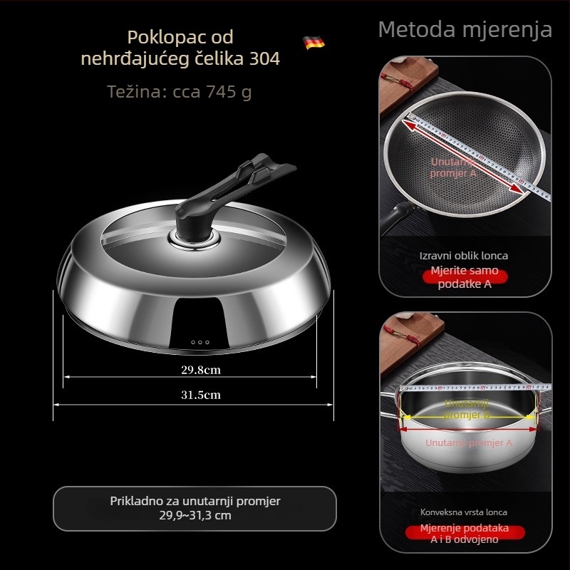 Bomans poklopac za lonac od nehrđajućeg čelika 304, trapezni model