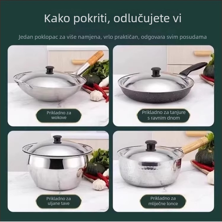 Nehrđajući čelični poklopac za lonac i wok, univerzalan, model Regular Fit, marka Friendly