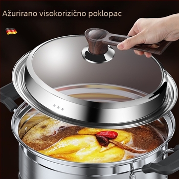 Kružni poklopac od kaljenog stakla za wok, nehrđajući čelik, otporan na visoke temperature, univerzalni