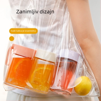 Staklena čaša od borosilikatnog stakla, moderni minimalistički dizajn, mogućnost prilagodbe logotipa, s užetom za nošenje