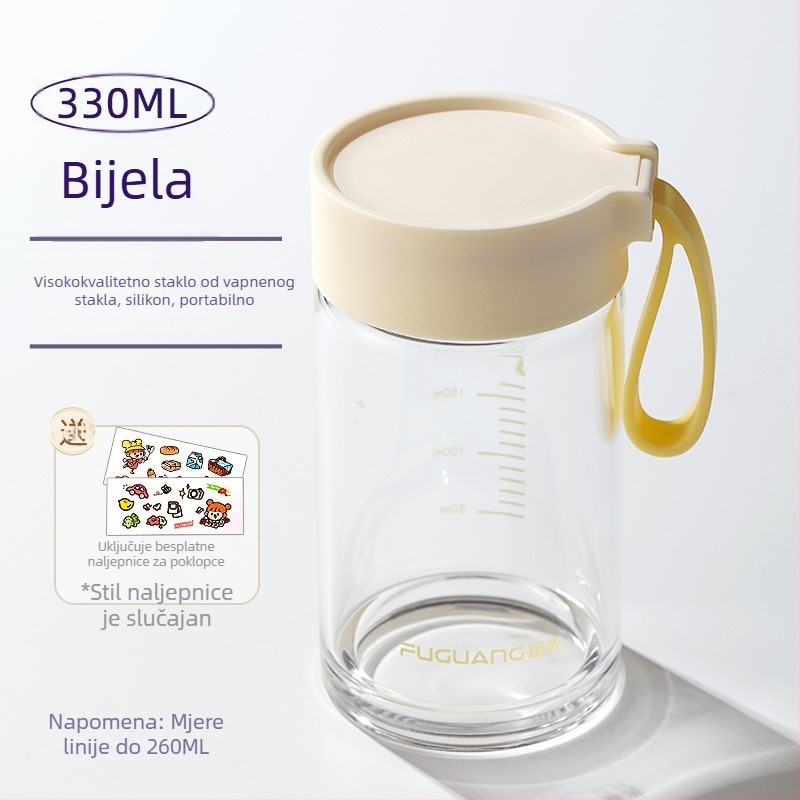 Staklena čaša od borosilikatnog stakla, moderni minimalistički dizajn, mogućnost prilagodbe logotipa, s užetom za nošenje