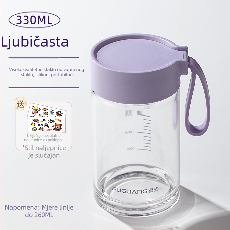 Staklena čaša od borosilikatnog stakla, moderni minimalistički dizajn, mogućnost prilagodbe logotipa, s užetom za nošenje