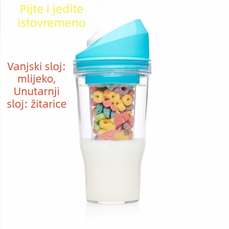 Dvostruka čaša za doručak, odvojiva, prenosna, nepropusna, za hladno i topl0