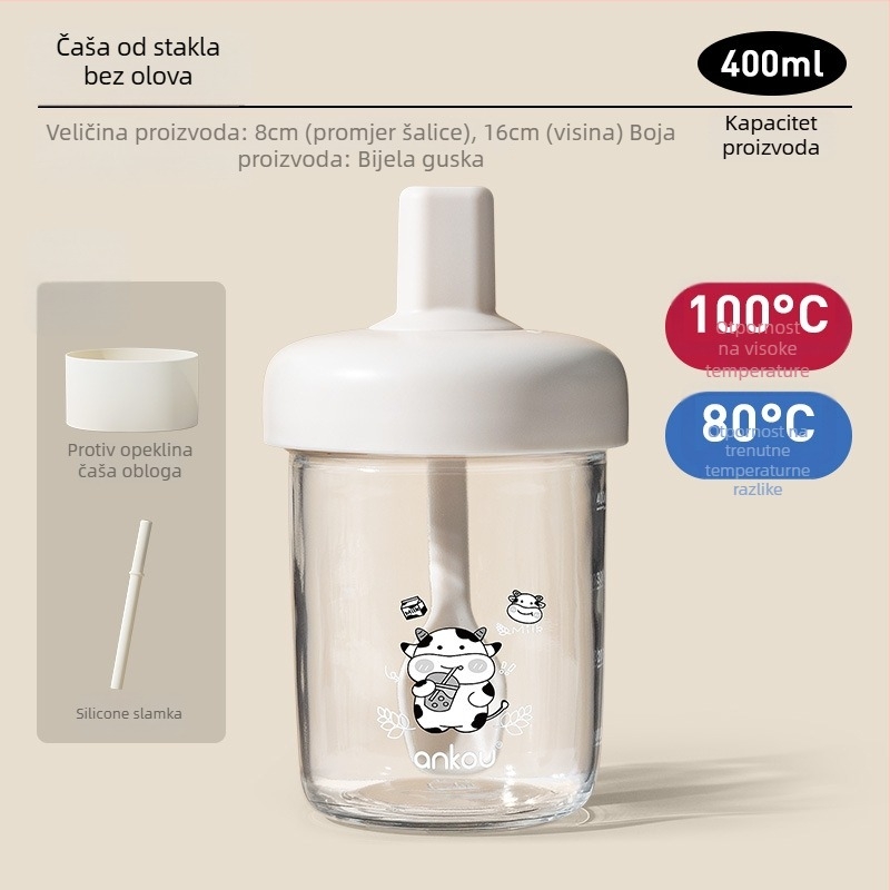 Zobena kašica čaša s poklopcem i žlicom; zapečaćena, nepropusna; materijal: soda-lime staklo; kapacitet: 400 ml; težina: 335 g