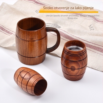 Drvena čaša za pivo, cilindričnog oblika, otporna na visoke temperature, mogućnost prilagođavanja logotipom