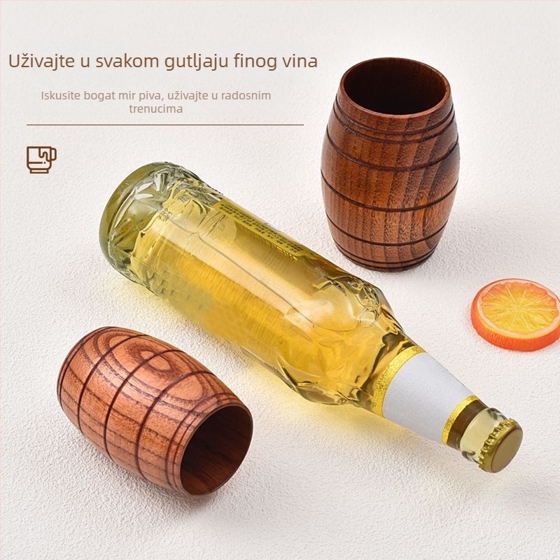 Drvena čaša za pivo, cilindričnog oblika, otporna na visoke temperature, mogućnost prilagođavanja logotipom