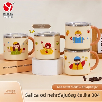 Šalica od nehrđajućeg čelika 304, dvostruka izolacija, poklopac, prijenosna