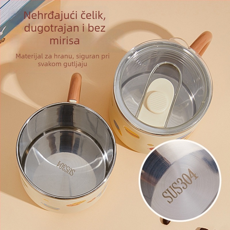 Šalica od nehrđajućeg čelika 304, dvostruka izolacija, poklopac, prijenosna