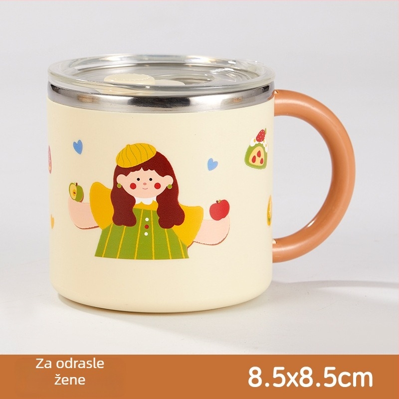 Šalica od nehrđajućeg čelika 304, dvostruka izolacija, poklopac, prijenosna