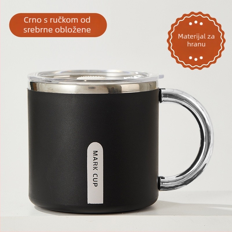 Šalica od nehrđajućeg čelika 304, dvostruka izolacija, poklopac, prijenosna