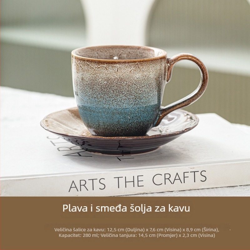 Keramička šalice za kavu s držačem, Kiln-Color uzorak, visoka toplinska otpornost, mogućnost prilagodbe