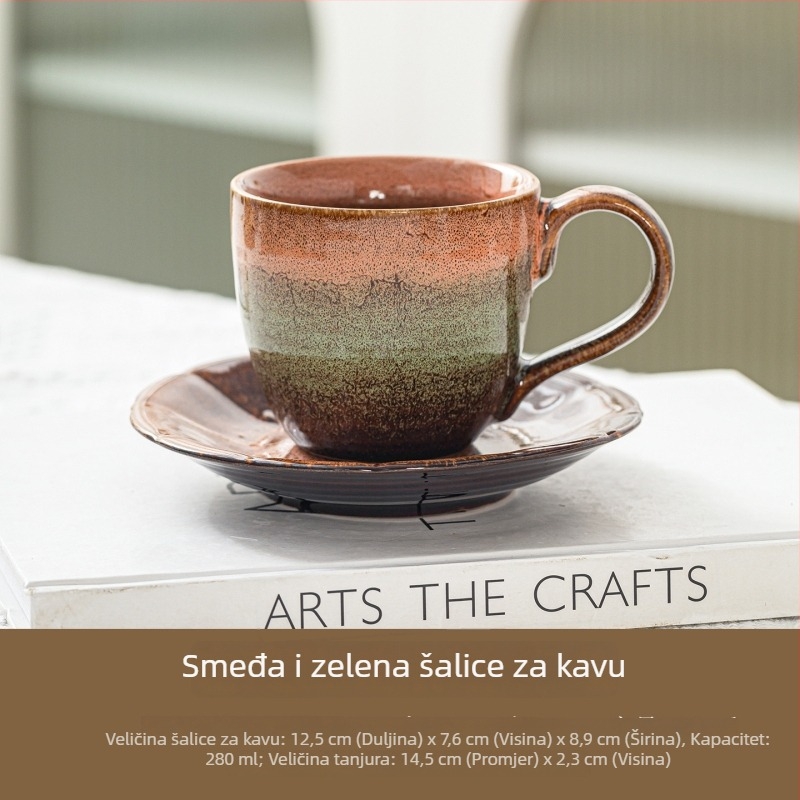 Keramička šalice za kavu s držačem, Kiln-Color uzorak, visoka toplinska otpornost, mogućnost prilagodbe