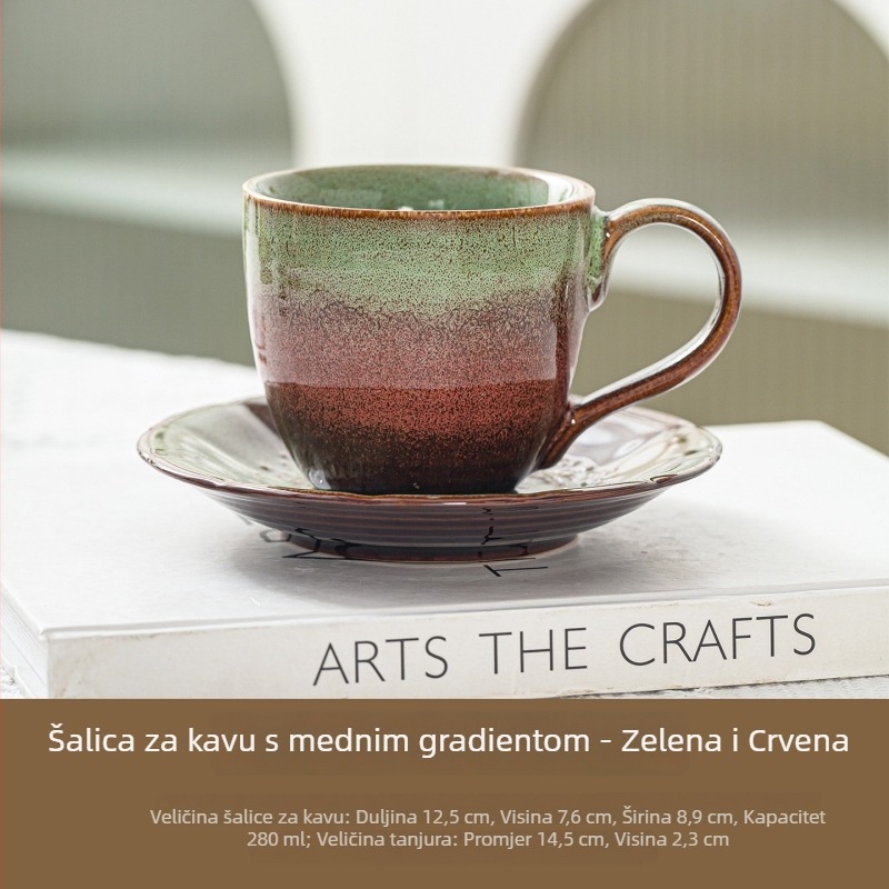 Keramička šalice za kavu s držačem, Kiln-Color uzorak, visoka toplinska otpornost, mogućnost prilagodbe